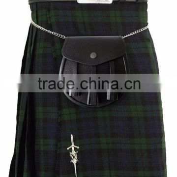 Scottish Black Watch 7 Yards Kilt Set Made Of Fine Quality Tartan Material