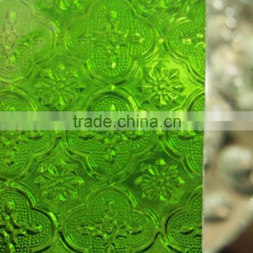 5mm Green flora rolled glass