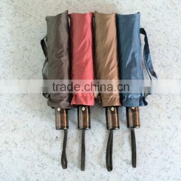 3 fold auto open and close umbrella pongee solid fabric