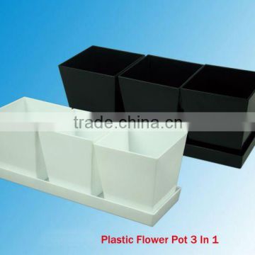 Plastic flower pot set with holder