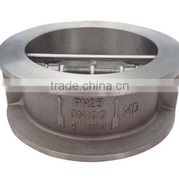 size 4" DN100 PN25/CLASS 150 Stainless steel Wafer Double Disc. Check Valve