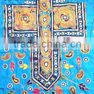 Indian Vintage Banjara mirror work Yoke Kutchi Afghani dress Multi color embroidery