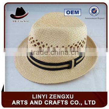 black beach fedora hat with white band