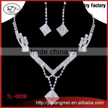 China handmade crystal square pendant necklace earrings