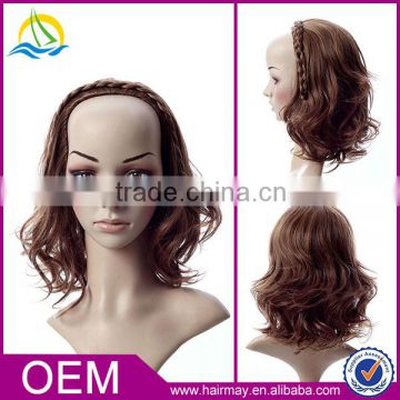 Factory price heat synthetic fiber half wig cap half wig