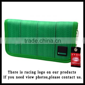 JDM Style Racing Wallet Seatbelt Fabic Unique Inside Money Purse JDM Racing Wallet Long Green