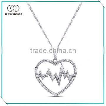 High Quality Platinum over Sterling Silver heartbeat necklace