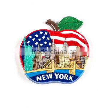 Custom American New York apple tourist souvenir 3d fridge magnet