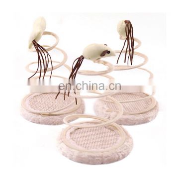 Free Sample cute screw spring cat teaser toy with mouse/mice on top for cat scratching