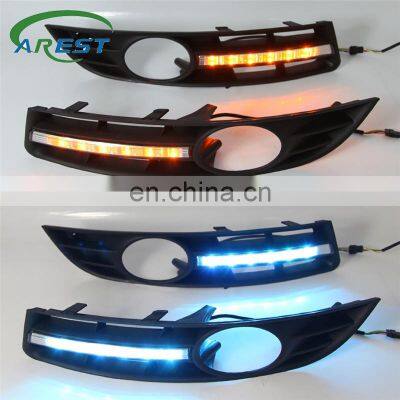 Carest 1 Pair For VW Volkswagen Passat B6 2005 - 2011 car light DRL LED fog lamp Daytime Running Lights with Yellow turn signal