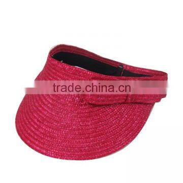red dying natural straw suncap bow ladies hat