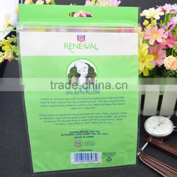 custom printing high quality one side clear lamination plastic pillow bag with air hole and header