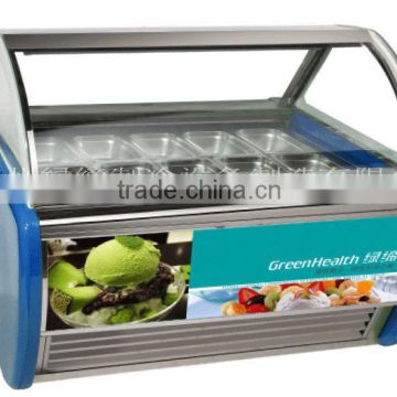 Refrigerated Ice Cream Display cabinet with stainless steel pans