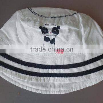 100% cotton popeline striped print and embroidery baby bucket hat,plain cotton baby hats