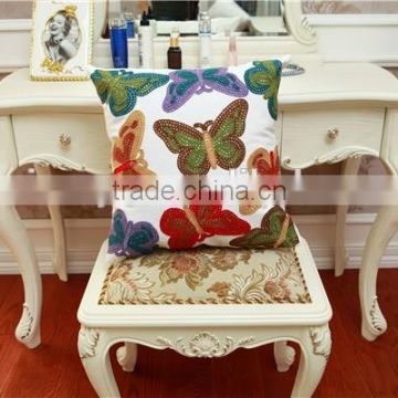 2015 latest animal design towel embroidery cushion cover cotton canvas fabric square pillow case
