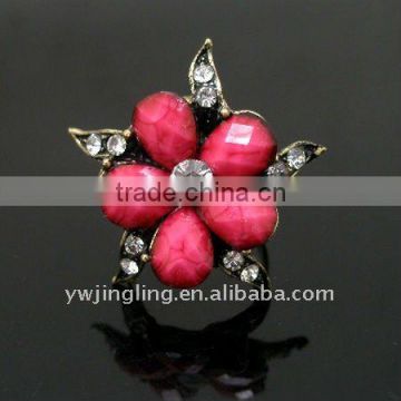 fashion crystal resin flower rings jewellery