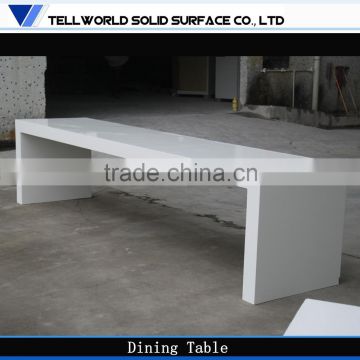 Polished artificial stone top high glossy white Modern 10 person dining table