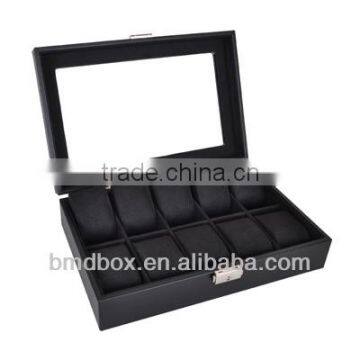 luxury 10 slots faux leather charm watch box