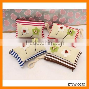 Fashion Stripe Hand Sewing Beads Fabrics Woman Coin Wallet Wholesale ZTCW-0022