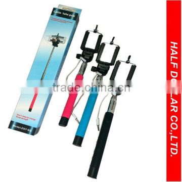 Cable take pole, wired Selfie stick, monopod, for cellphones, Iphone, digital camera ,charge free monopod selfie wired monopod