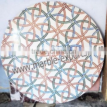 marble White inlay Dinning Table marble inlaid white table top