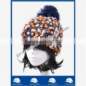 2014 new product Wholesale china manufacture OEM CUSTOM LOGO winter warm women multicolor acrylic beanie hat and cap