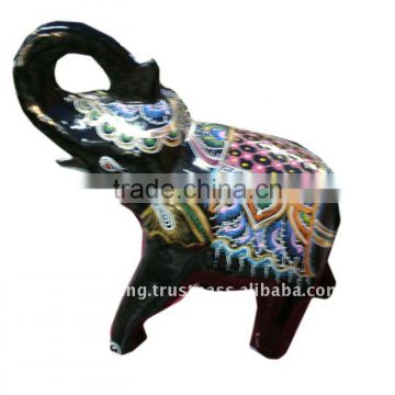Wooden elephant painted