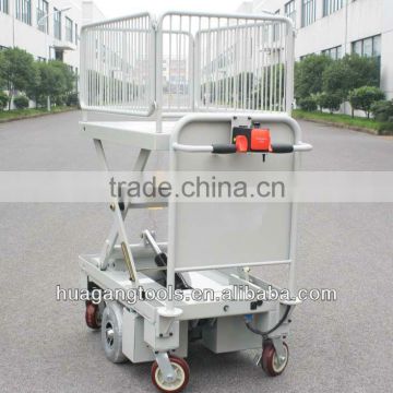Powered Scissor Lift Trolley With One Cylinder & Wire Fence