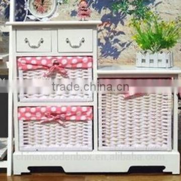 Wholesale wooden bed cabinet with basket drawers
