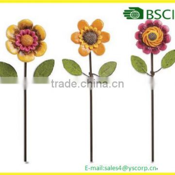 Wholesale Set of 3 Hand Painted Metal Miniature Flower Stakes for Embellishing Dollhouses Fairy Gardens and Crafts