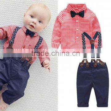 Plaid shrit and overalls Newborn baby clothing set with infants and toddlers Direct from manufacturer clothing