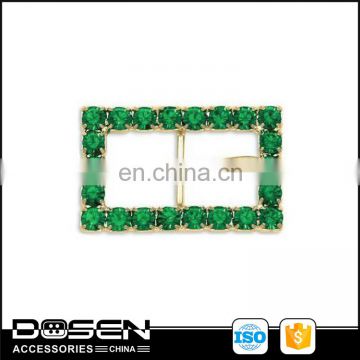 Glitter Emerald Rhinestone Crystal Square Zinc Alloy Belt Pin Buckle Decorative Strap Buckle Head for Bag Bracelet Leather Belt