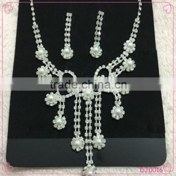High Quality Latest Style Rhinestone Pearl Korea Wedding Jewelry Set