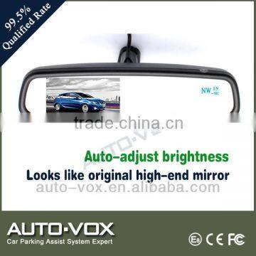 4 '' high brightness car mirror monitor with Dual temperature sensor and compass for all cars
