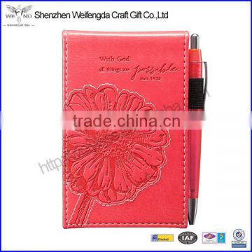 Top Grade New Handmade Promotion Pink Leather Pocket Notepad