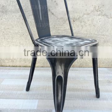 Black metal chair with high quality wooden seat wash color for sale HYG-08