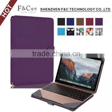 Shenzhen F&C hand-crafted premium PU leather Material folio cover for macbook air case 11" 12" 13" 15" Compatible