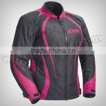 Men Motorbike Black & PInk Beautiful Cordura Jacket Made of 100% Polyester 600D, Inside waterproof & Breathable fabric