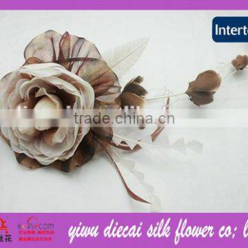 YiWu Wholesale Popular Genuine Feather Decorated Hair Flower for Party