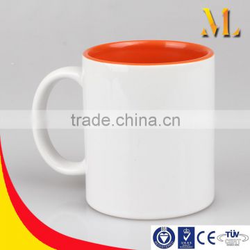 11OZ blank sublimation heat customized transfer printable Mug inner colorful/colorful handle coffee cup
