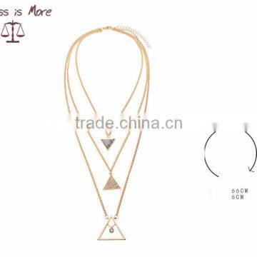 Yiwu factory three layers triangle turquoise necklace