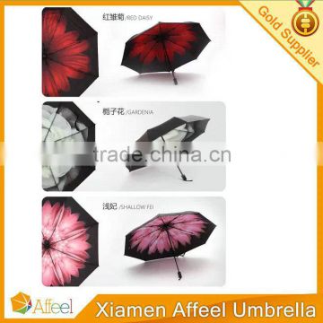 Black coating flower 23"*8K three fold umbrella