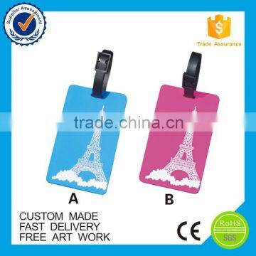 2016 custom made soft 3D rubber PVC luggage tag