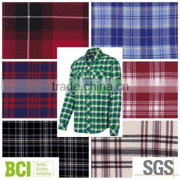 custom twill woven check dress shirting clothing flaneel fabric from china suppiler