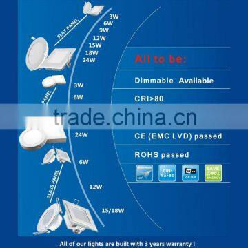 3W 6W 12W 18W 24W surface mounted led ceiling down panel light downlight