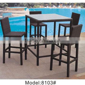 5 piece bar table set with barstools outdoor wicker patio furniture high dining bar set