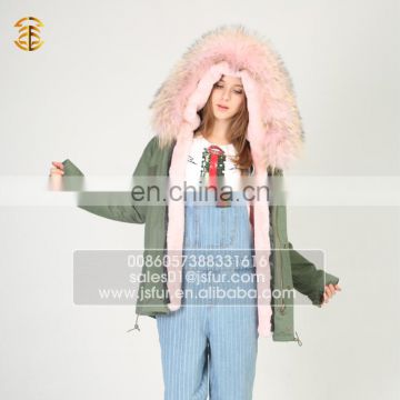 Wholesale China New Fashion Raccoon Fox Trim Real Fur Parka