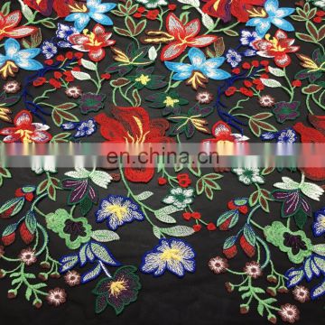 OLF0144 High quality carton flower design multi color embroidery fabric for garment