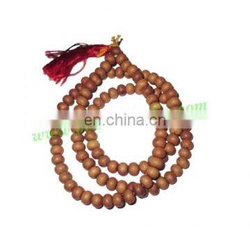 White Sandal Wood Beads Mala, Holy Wood Beads-Seeds String (mala), size: 8mm