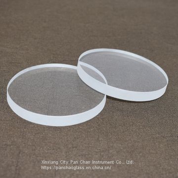 polished transparent quartz glass disc